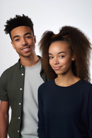 Portrait of a young african american couple smiling at cameraの素材