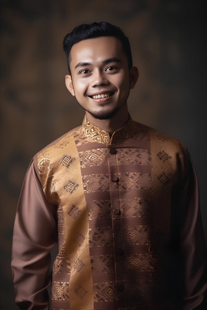 Portrait of a handsome young indian man wearing traditional costume.の素材
