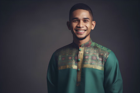 Portrait of a handsome young african-american man wearing traditional clothesの素材