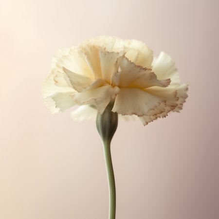 White carnation flower on pastel background. Shallow dof.の素材