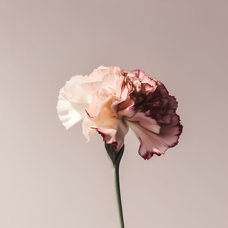 Beautiful pink and white carnation flower on a light background.の素材