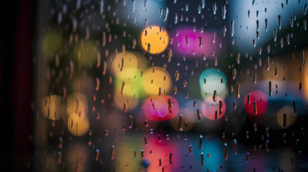rain drops on glass with bokeh background,abstract backgroundの素材
