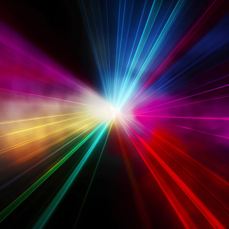 abstract background with rays of light and beams of light on a dark backgroundの素材