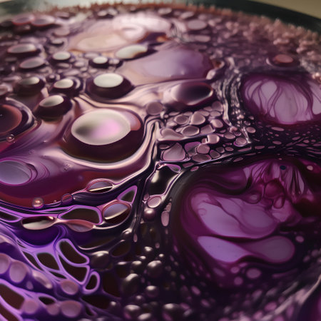 Abstract background of oil drops in water. Macro shot with shallow depth of field.の素材