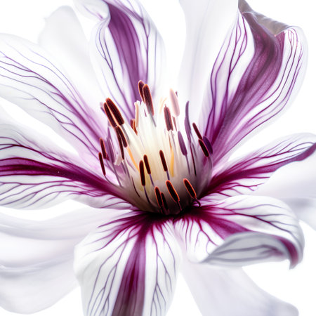 Beautiful white and purple magnolia flower on a white background.の素材