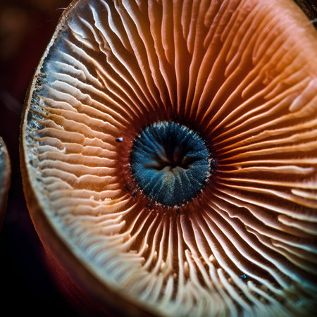 Macro shot of the eye of a mushroom in close-upの素材
