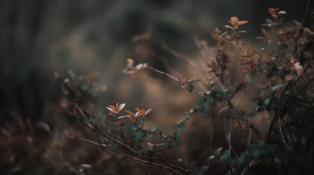 A closeup shot of the branches of a bush in the forestの素材