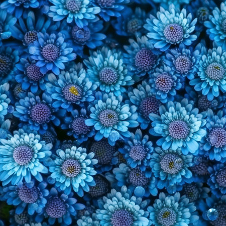 Beautiful blue chrysanthemums as background, closeupの素材