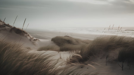 Dunes on the North Sea coast in Germany in the winter.の素材