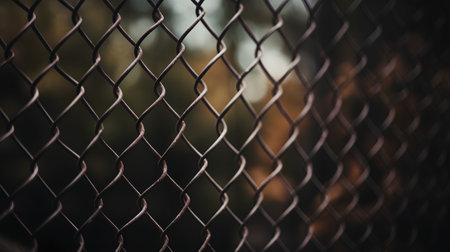 Close-up of a chain link fence. Selective focus.の素材