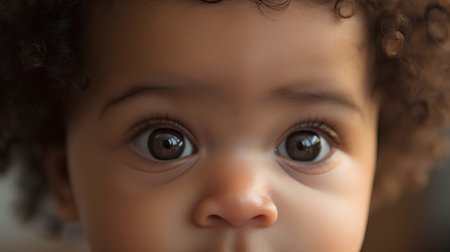 Portrait of a cute african american baby looking at cameraの素材