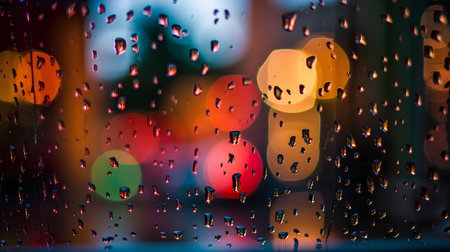 rain drops on the glass with bokeh background,abstractの素材