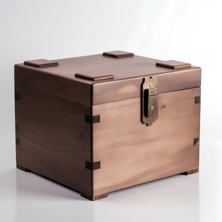 Wooden chest on a white background. 3d rendering. Computer digital drawing.の素材