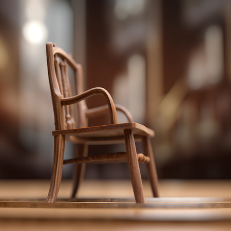 Wooden chair on a wooden table in a cafe. 3d renderingの素材