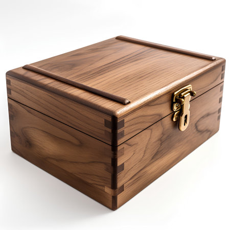 Wooden casket isolated on white background. 3D illustration.の素材