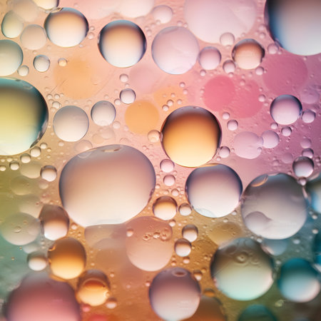 mixing water and oil, beautiful color abstract background based on circles and ovals, macro abstractionの素材