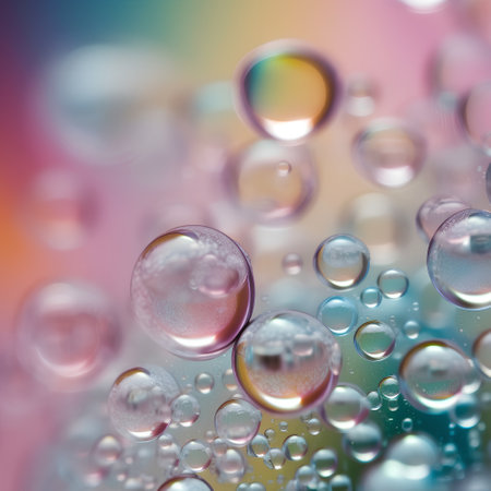 Bubbles on a colorful background. Macro. Shallow DOF.の素材