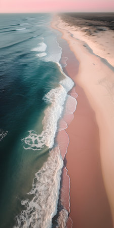 Aerial view of the beach at sunset. Shot in Australia.の素材