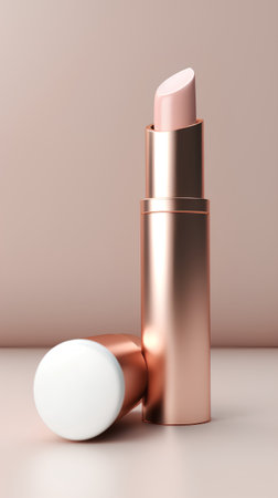 Lipstick on a pink background. 3d rendering. Mock up.の素材