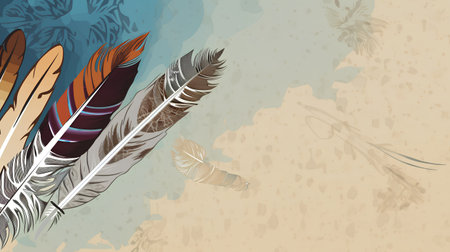 Feathers on grunge background. Vector illustration. Eps 10の素材