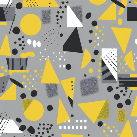 Seamless pattern with geometric shapes and memphis elements. Vector illustrationの素材