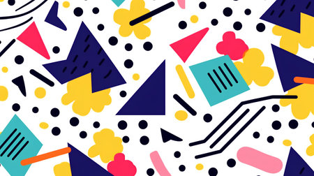 Memphis seamless pattern. Geometric elements memphis in the style of 80s. Vector Illustration.の素材