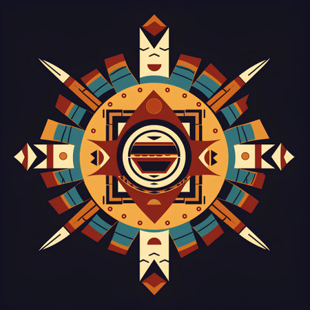Tribal indian ethnic vector illustration. Tribal native american indian symbol.の素材