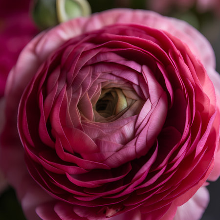Beautiful pink ranunculus flowers close up. Floral backgroundの素材