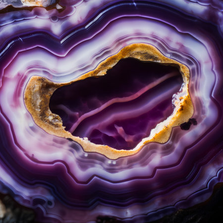 macro shooting of natural mineral rock specimen - polished Agate (Agate) stone on black backgroundの素材