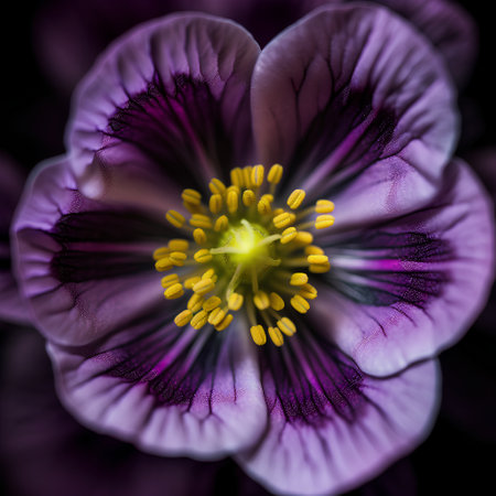 Macro detail of a purple anemone flower, selective focusの素材