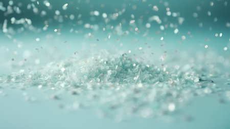 Sea salt on turquoise background. Shallow depth of field.の素材