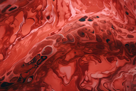 Abstract background of acrylic paint in red tones. Liquid marble texture.の素材