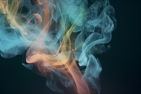 abstract colorful smoke on a black background, closeup of photoの素材