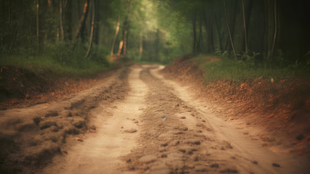 Dirt road in the forest. Vintage style. Toned.の素材