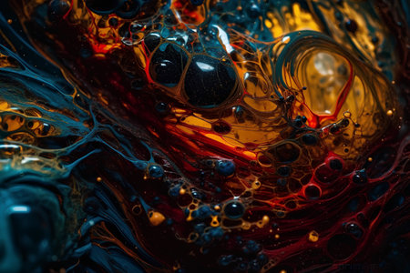 abstract colorful background of oil drops on water surface, macro photoの素材