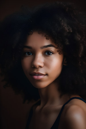 Portrait of beautiful african american woman with afro hairstyleの素材