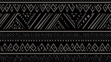 Seamless vector tribal ethnic pattern. Aztec black and white backgroundの素材