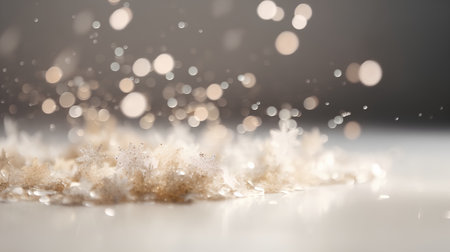 Christmas background with snowflakes and bokeh. Shallow depth of fieldの素材