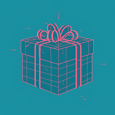 Gift box vector illustration. Isolated on turquoise background.の素材