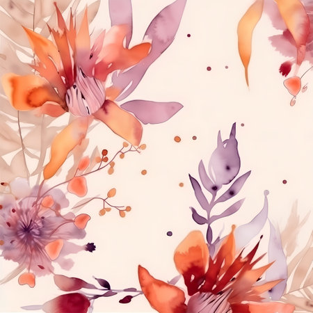 Seamless pattern with watercolor flowers. Hand-drawn illustration.の素材