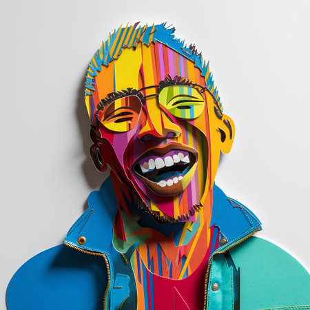 Portrait of an african american man with painted face.の素材