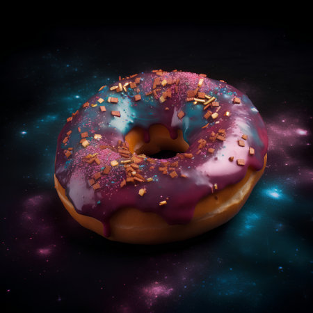 Donut with glaze on a dark background. 3d renderingの素材