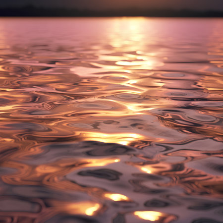 Ripples in the water at sunset. Beautiful natural background for your design.の素材