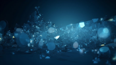abstract blue background with broken glass effect, 3d render illustrationの素材