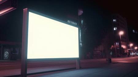 Blank billboard on the street at night, 3d render.の素材