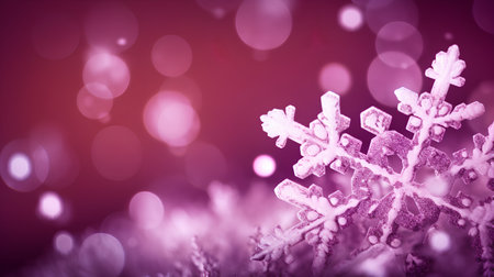 Christmas background with snowflakes and bokeh lights. Color toning.の素材