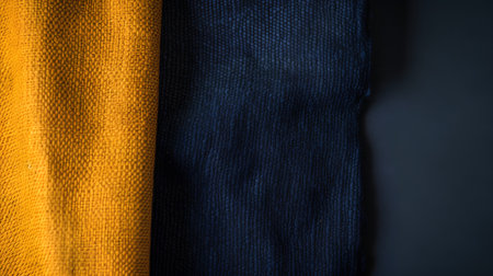 Colorful knitted sweaters on black background. Close up.の素材