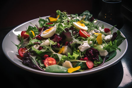 Healthy salad with arugula, feta cheese and cherry tomatoesの素材
