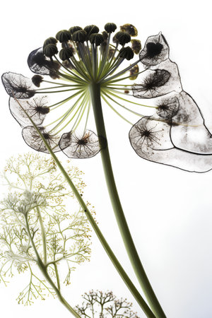 fennel seeds on a white background, closeup of photoの素材