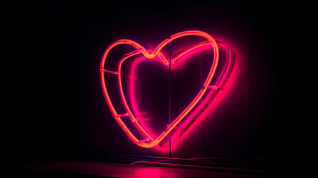 Neon heart sign on a dark background. Valentine's day.の素材
